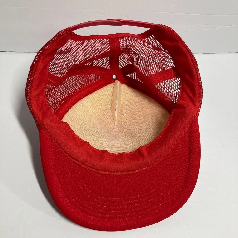 Vintage Liberty University Trucker Cap‎ Hat White Red Mesh Snapback  STAIN